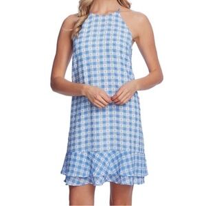 NWT CeCe Gingham Tiered Ruffle Halter Dress size XS